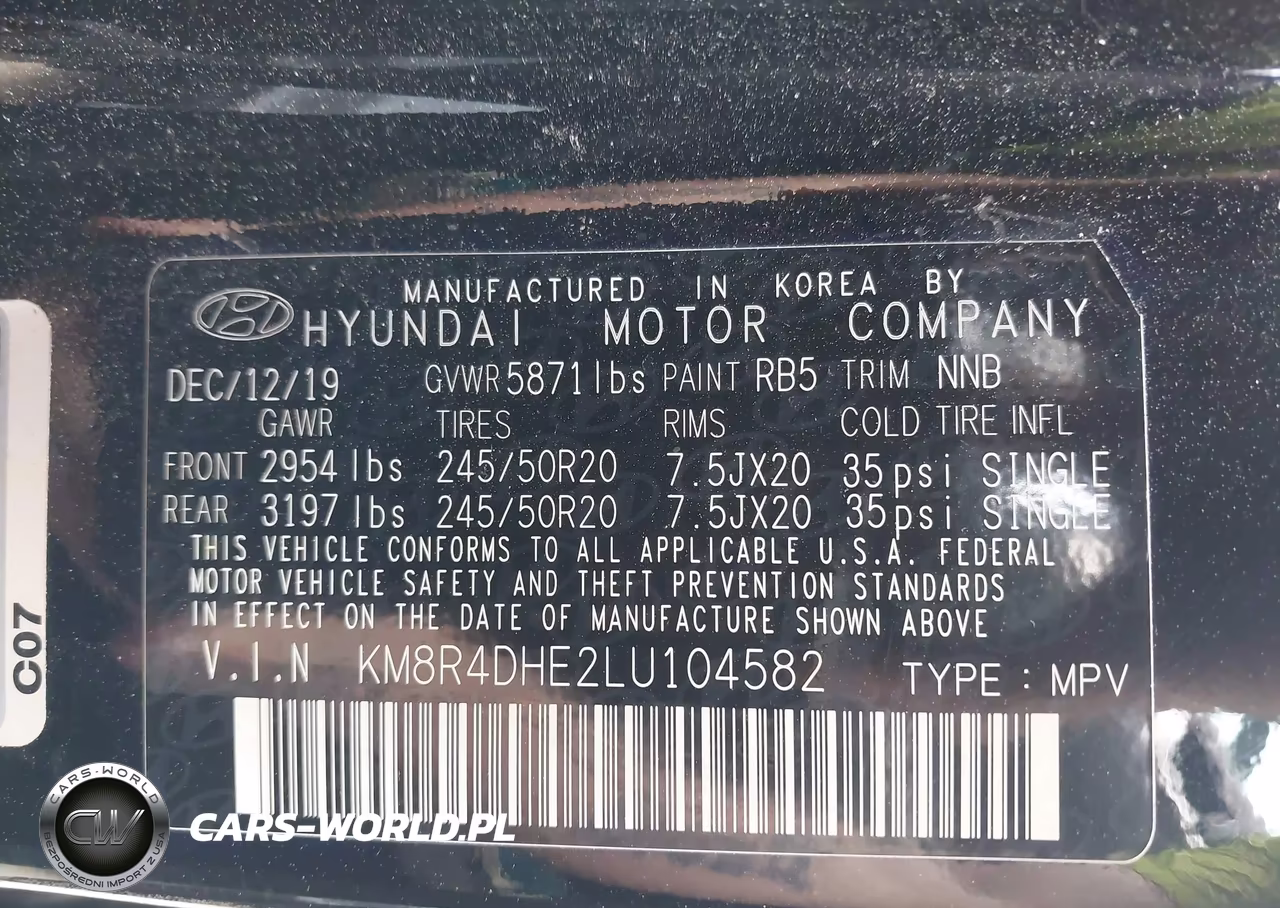 2020 Hyundai Palisade Sel VIN:KM8R4DHE2LU104582 - 9
