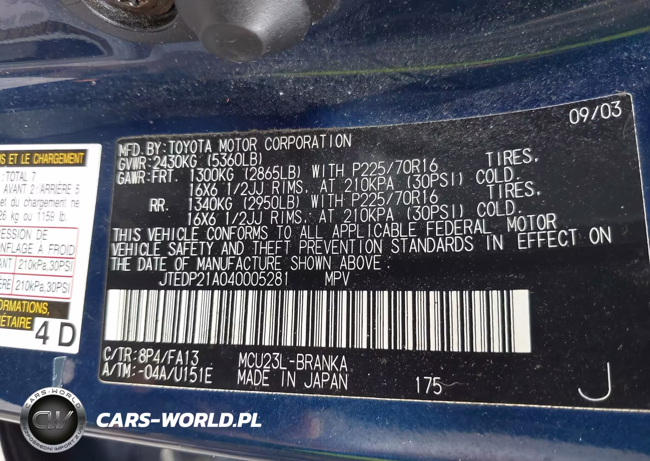 2004 Toyota Highlander V6 VIN:JTEDP21A040005281 - 9
