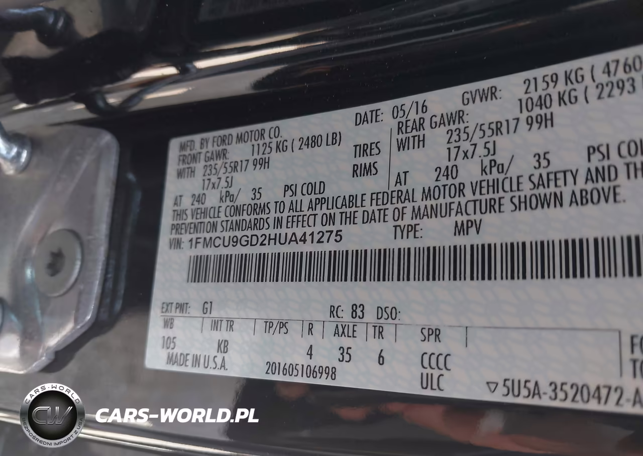 2017 Ford Escape Se VIN:1FMCU9GD2HUA41275 - 9