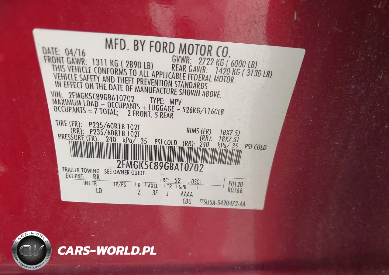 2016 Ford Flex Sel VIN:2FMGK5C89GBA10702 - 9