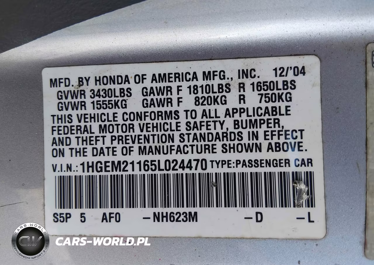 2005 Honda Civic Vp VIN:1HGEM21165L024470 - 9