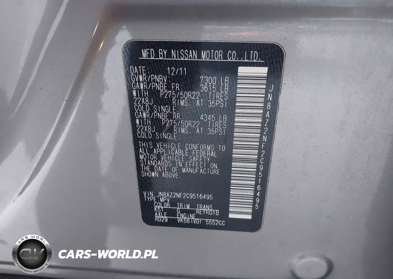 2012 Infiniti Qx56 VIN:JN8AZ2NF2C9516495 - 9