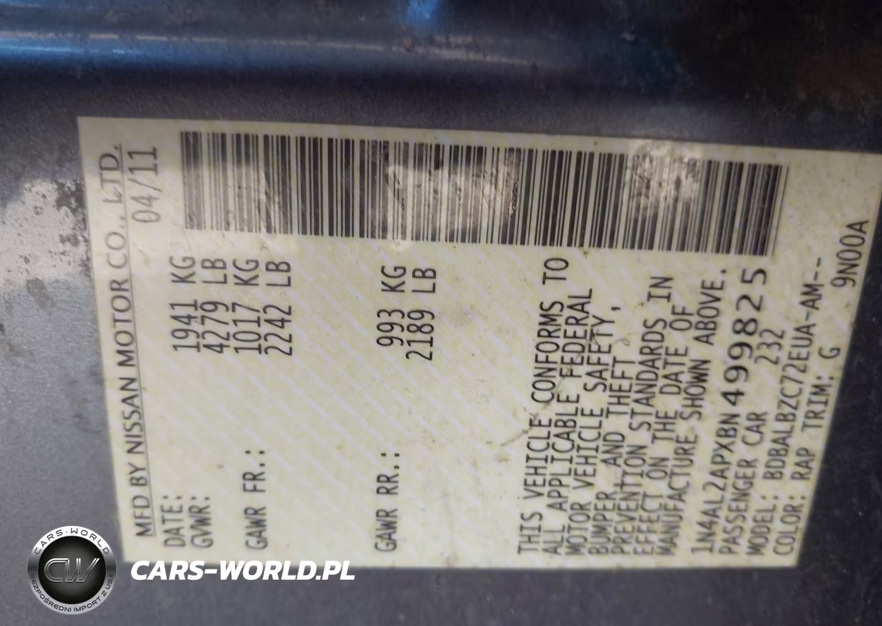 2011 Nissan Altima 2.5 S VIN:1N4AL2APXBN499825 - 9