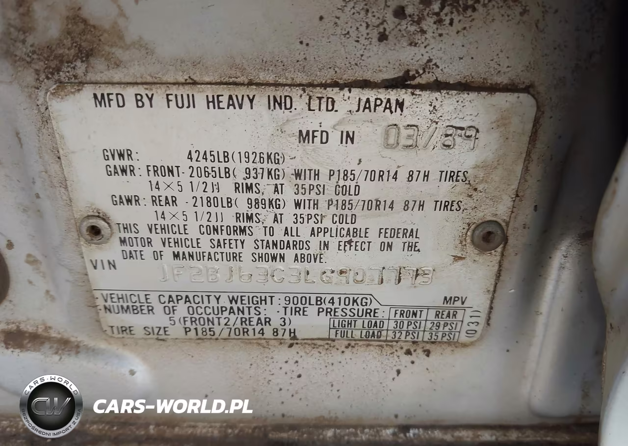 1990 Subaru Legacy L-Hx-Px-Rx VIN:JF2BJ63C3LG907773 - 9