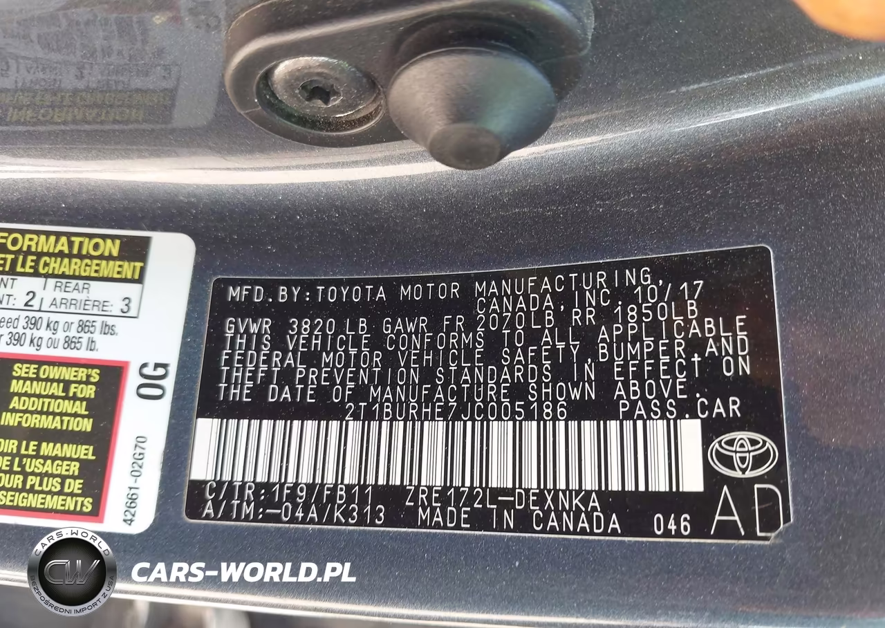 2018 Toyota Corolla Le VIN:2T1BURHE7JC005186 - 9