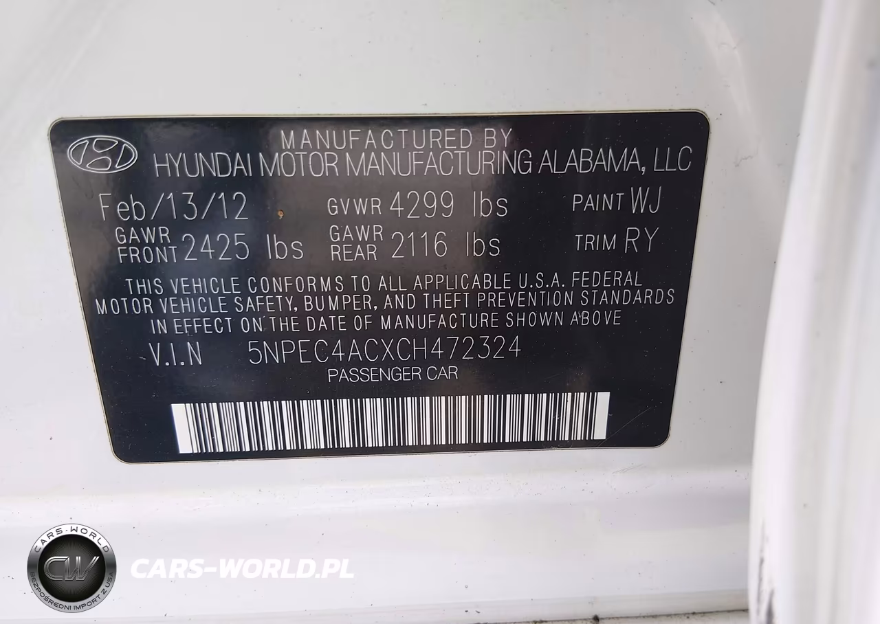 2012 Hyundai Sonata Limited VIN:5NPEC4ACXCH472324 - 9