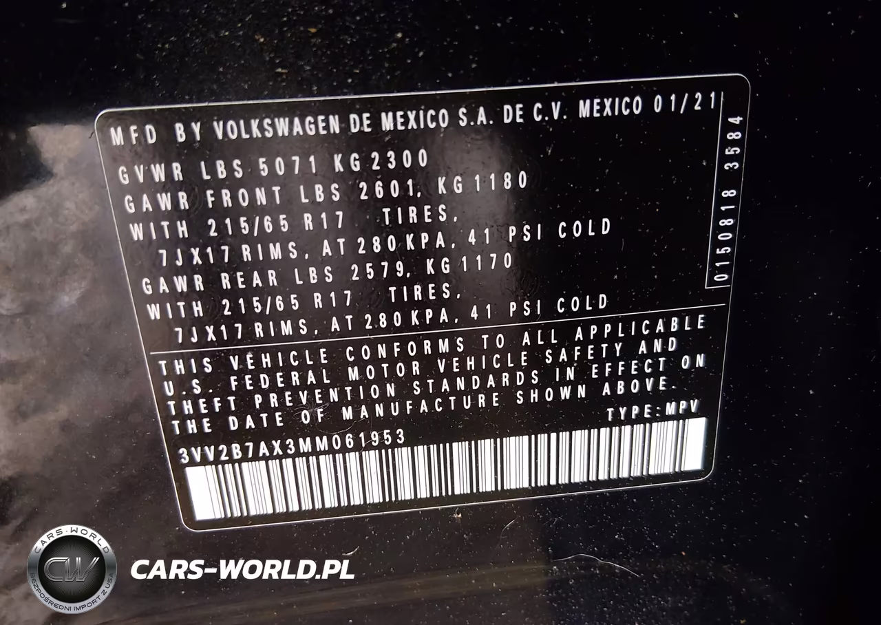 2021 Volkswagen Tiguan 2.0T Se-2.0T Se R-Line Black-2.0T Sel VIN:3VV2B7AX3MM061953 - 9