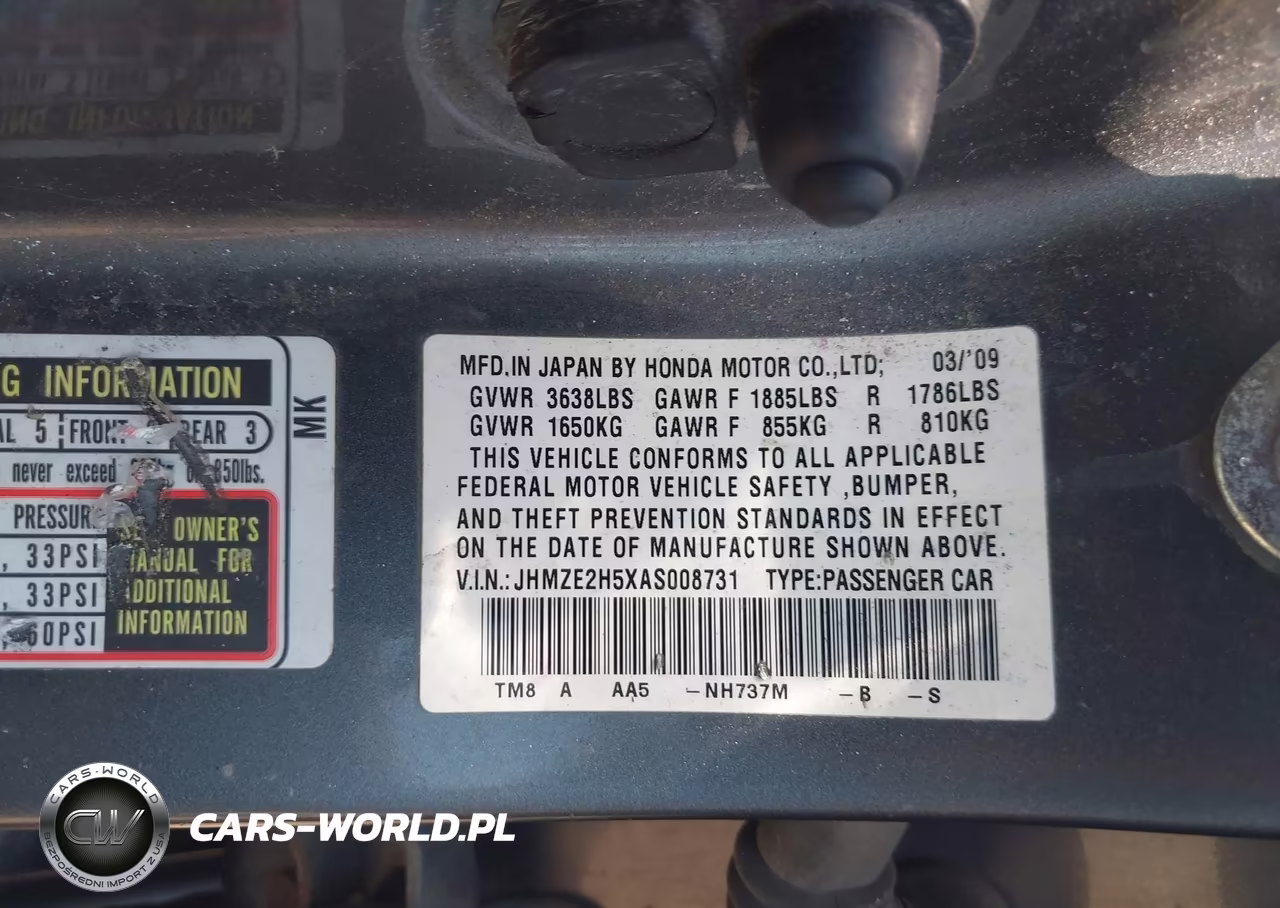 2010 Honda Insight Lx VIN:JHMZE2H5XAS008731 - 9