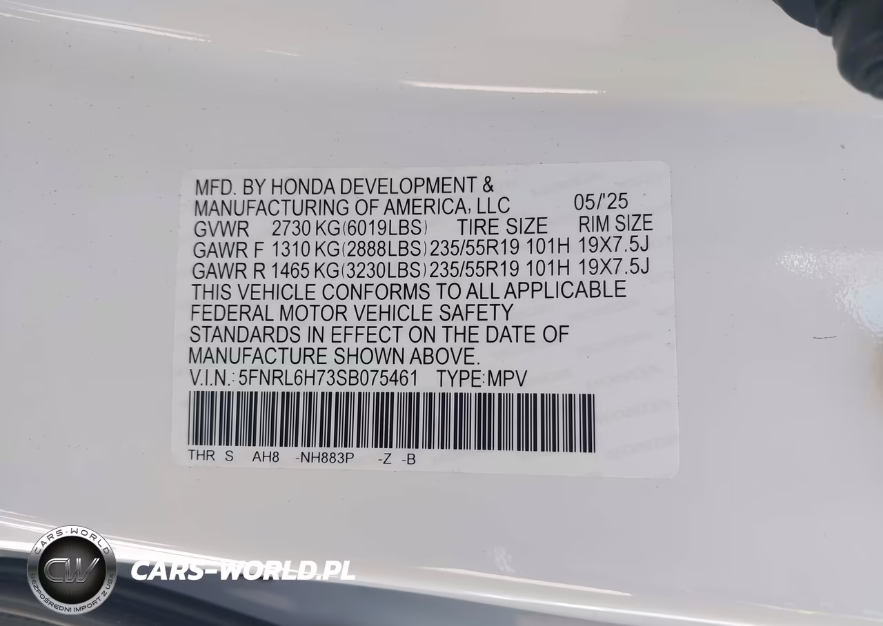 2025 Honda Odyssey Sport-L VIN:5FNRL6H73SB075461 - 9