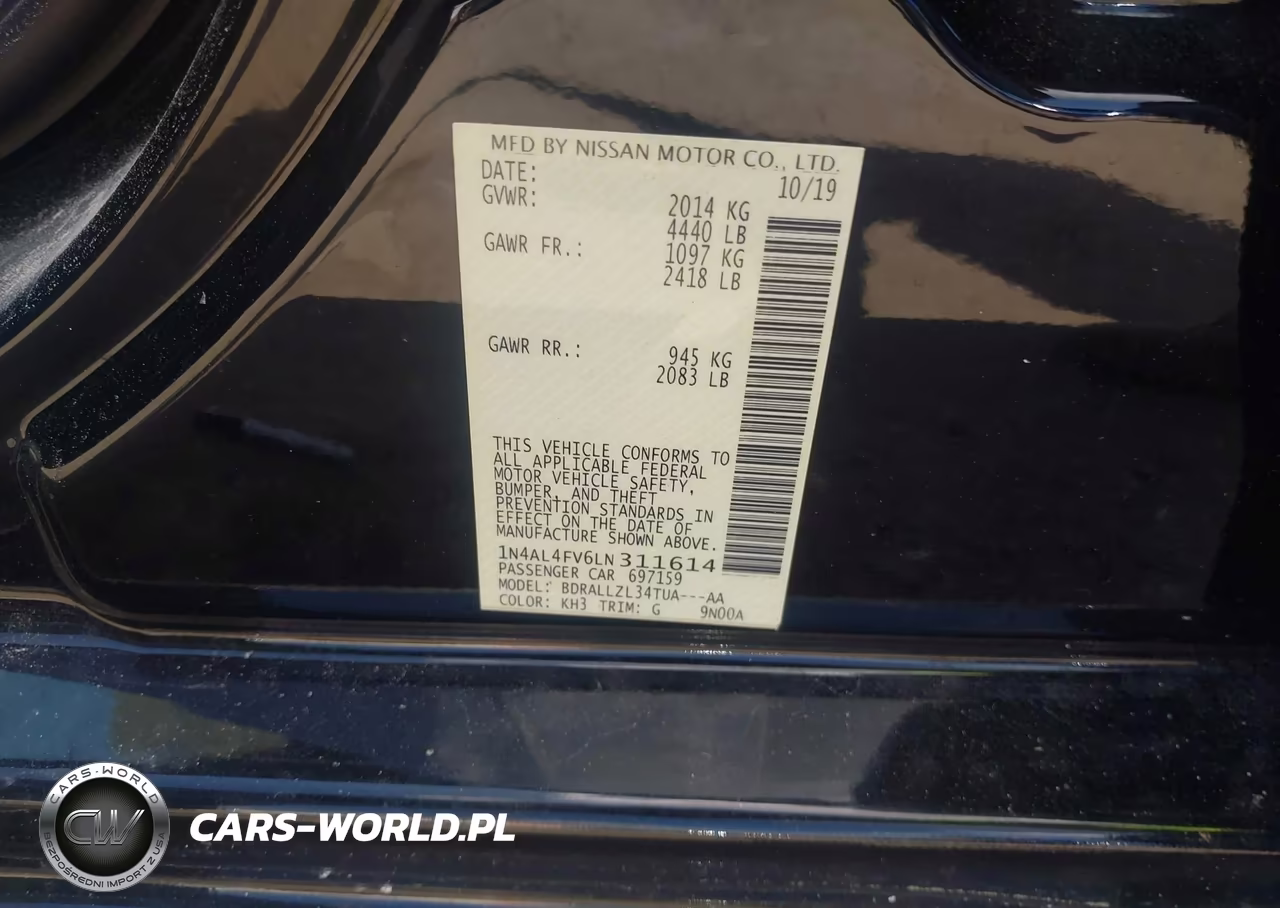 2020 Nissan Altima Platinum Vc-Turbo Fwd VIN:1N4AL4FV6LN311614 - 9