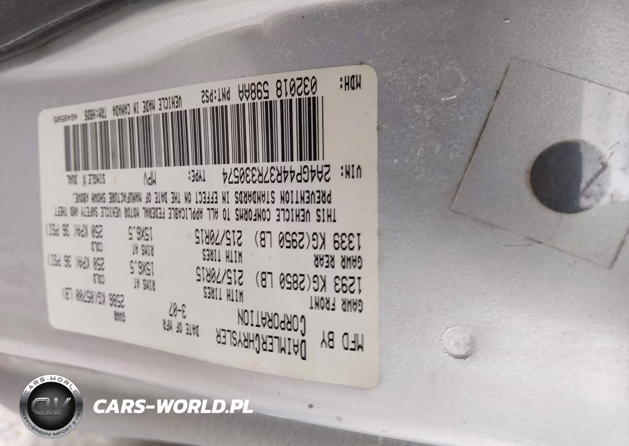 2007 Chrysler Town & Country Lx VIN:2A4GP44R37R330574 - 9