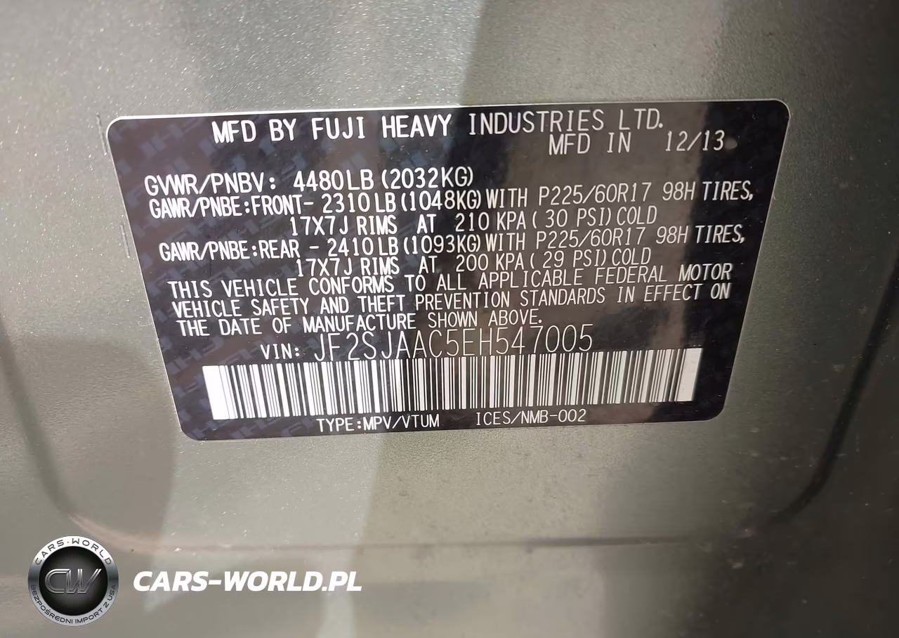 2014 Subaru Forester 2.5I VIN:JF2SJAAC5EH547005 - 9