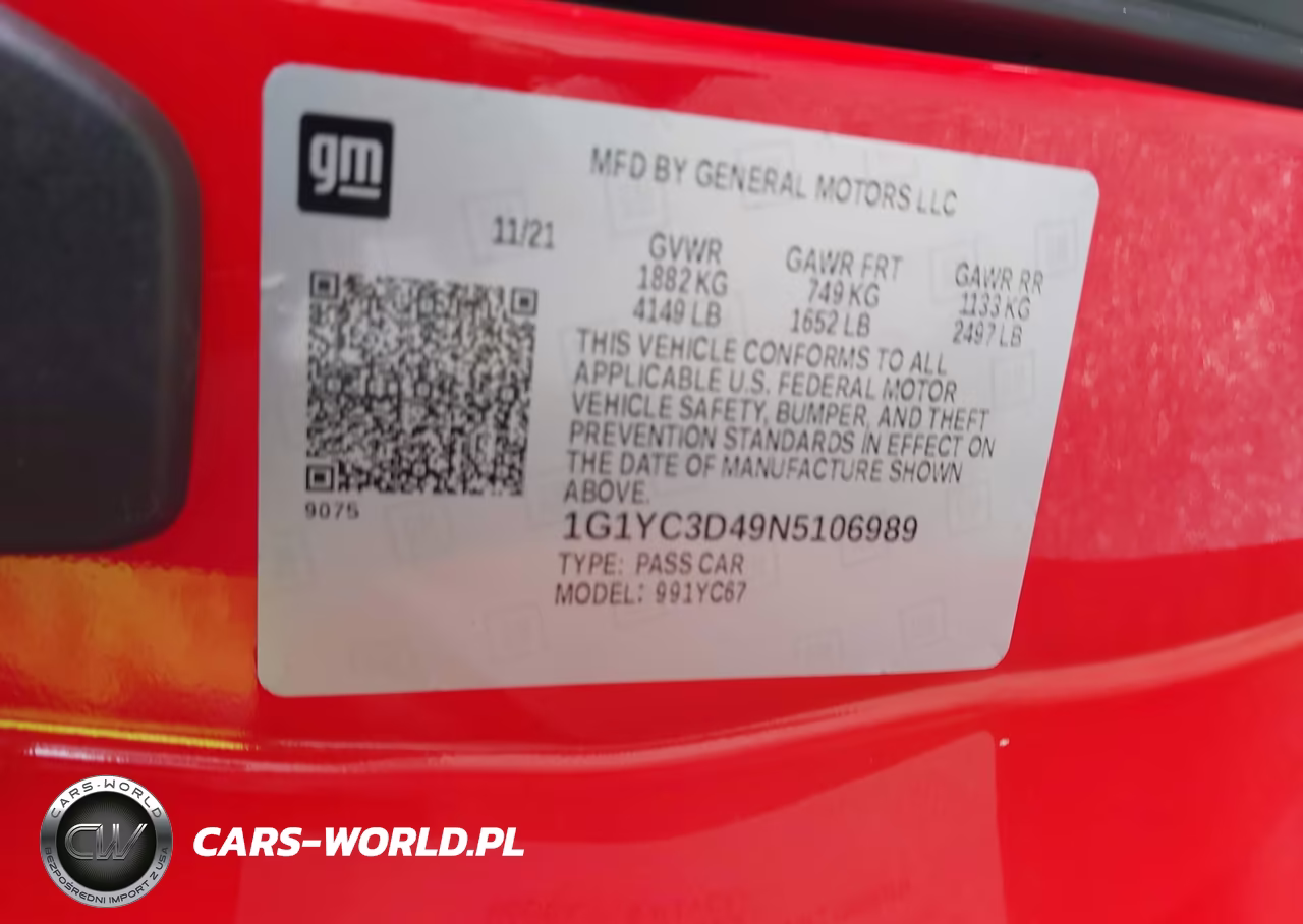2022 Chevrolet Corvette Stingray Rwd 3Lt VIN:1G1YC3D49N5106989 - 9