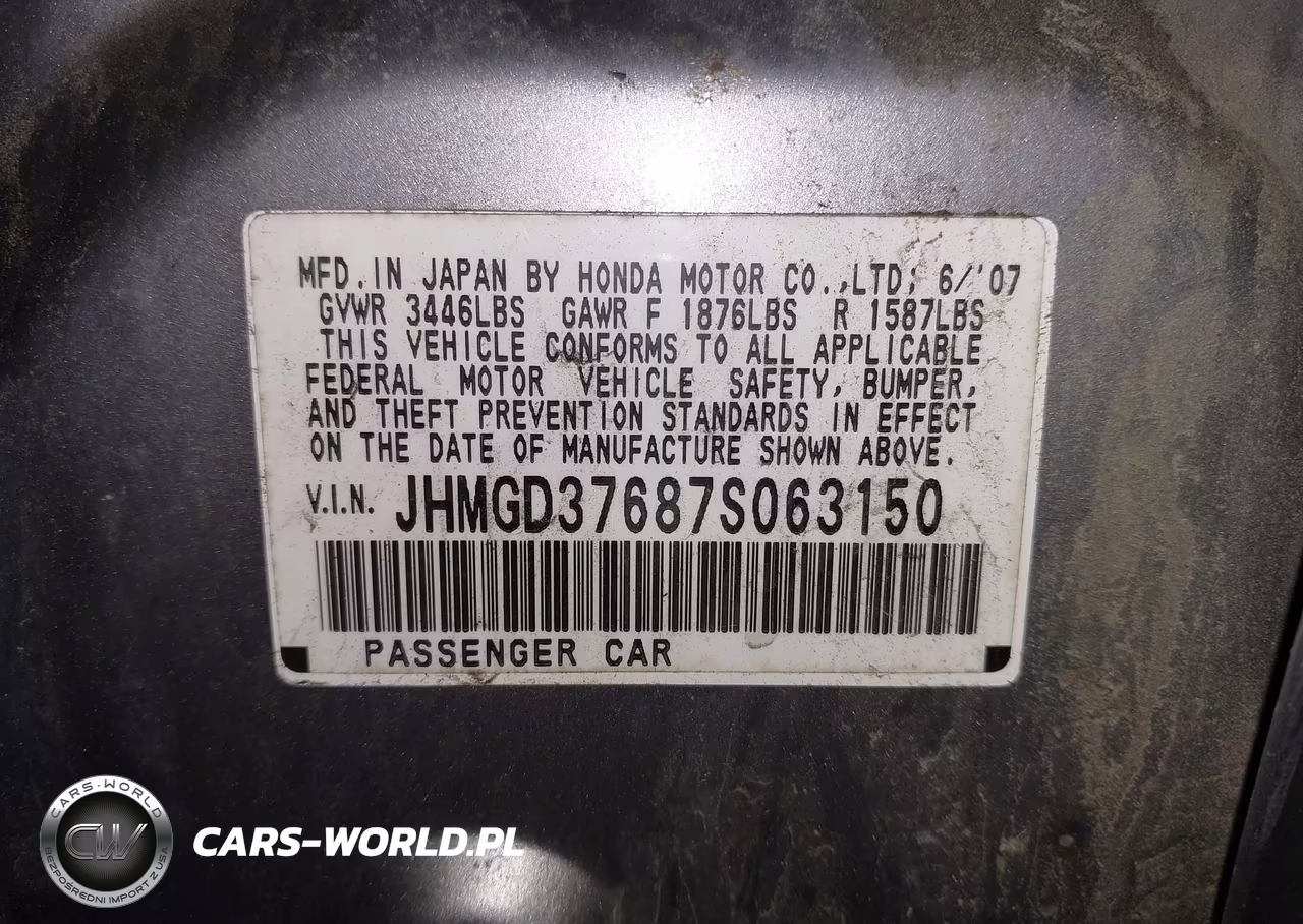 2007 Honda Fit Sport VIN:JHMGD37687S063150 - 9