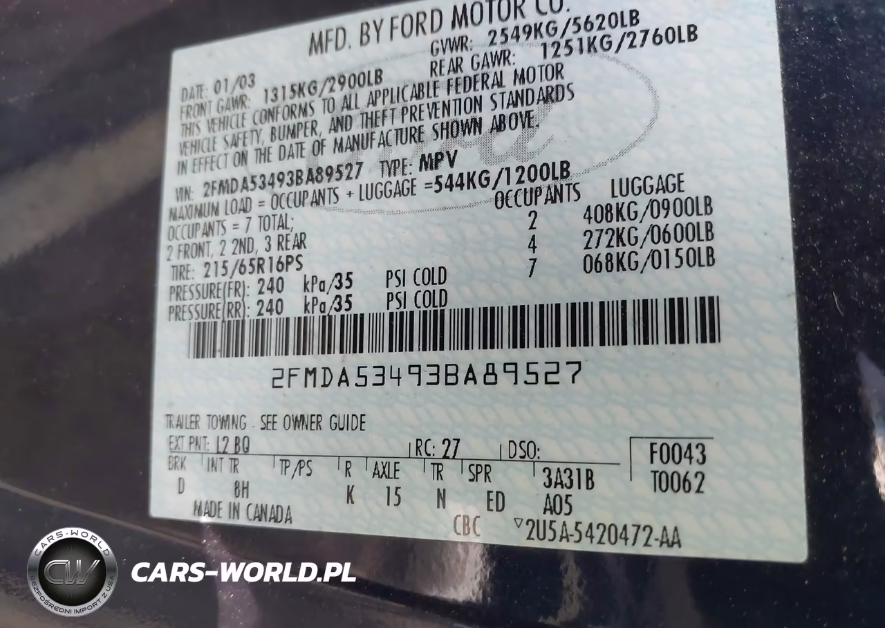 2003 Ford Windstar Sel VIN:2FMDA53493BA89527 - 9