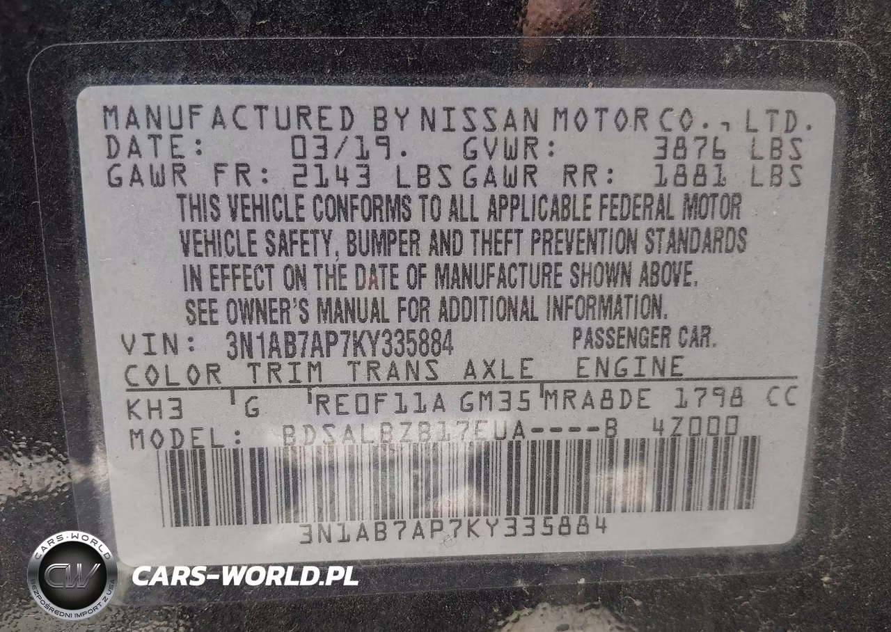 2019 Nissan Sentra S VIN:3N1AB7AP7KY335884 - 9