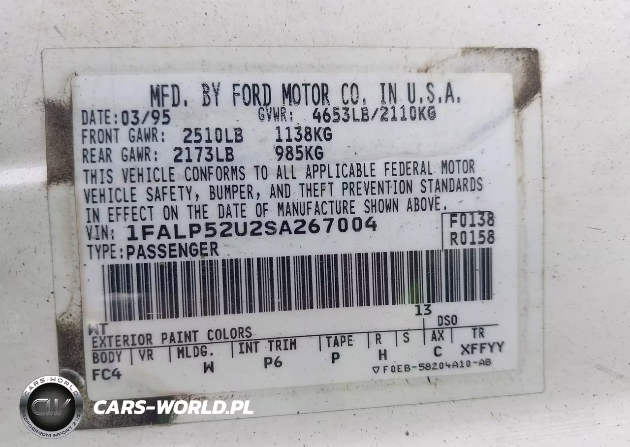 1995 Ford Taurus Gl-Se VIN:1FALP52U2SA267004 - 9