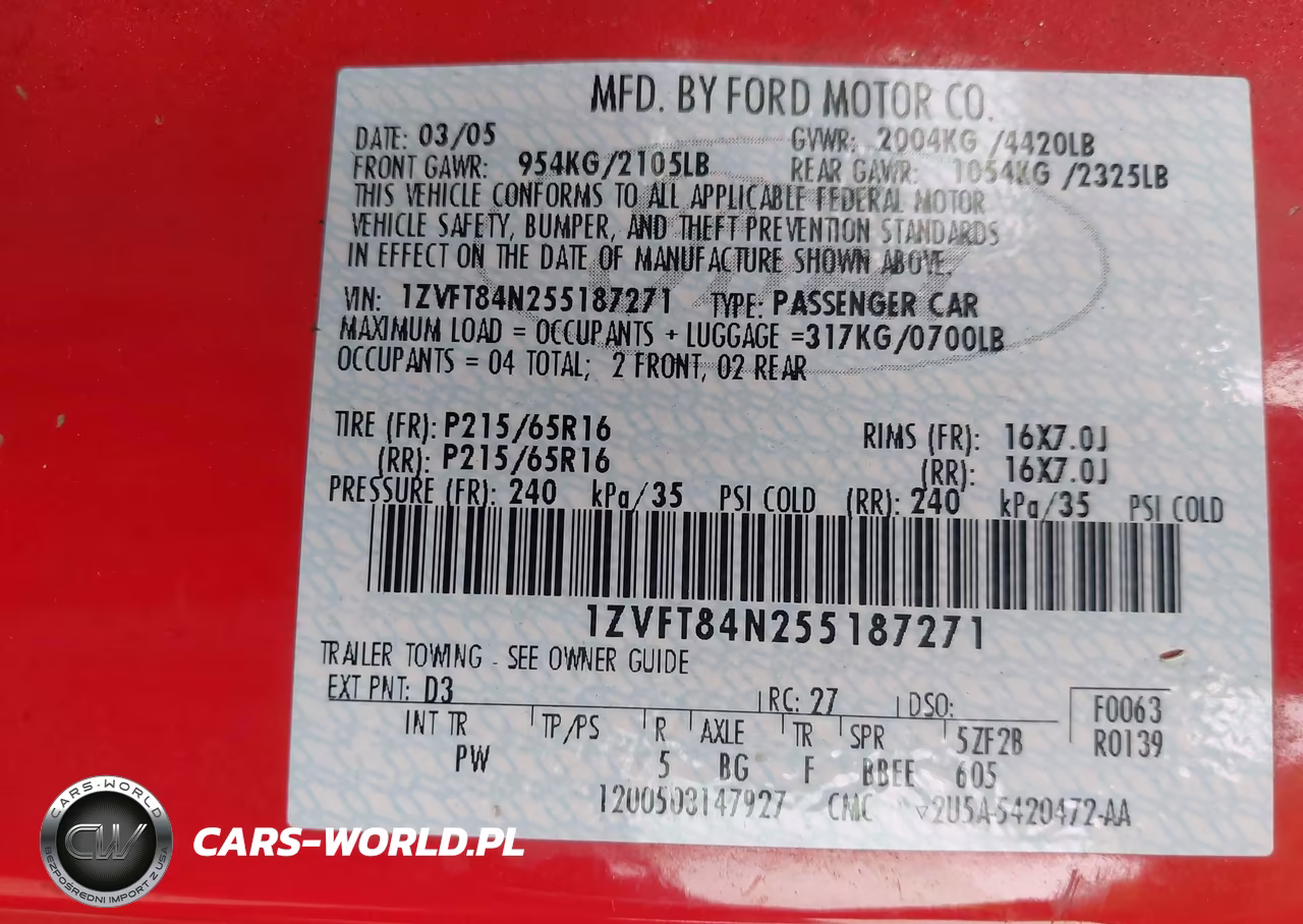 2005 Ford Mustang VIN:1ZVFT84N255187271 - 9