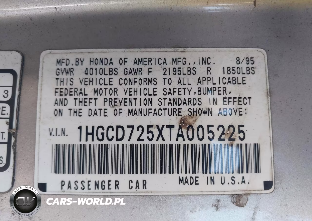 1996 Honda Accord Ex-Ex-R VIN:1HGCD725XTA005225 - 9
