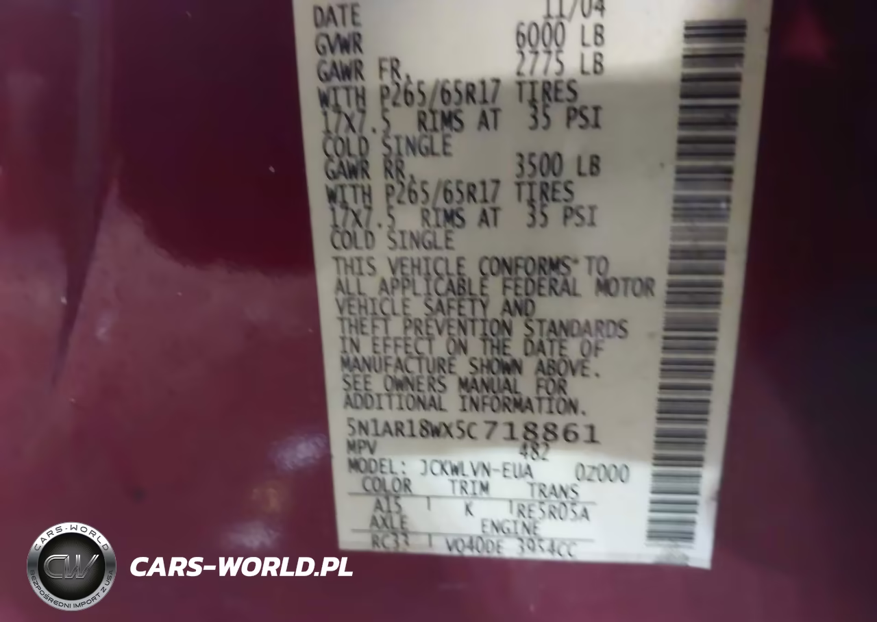 2005 Nissan Pathfinder Le VIN:5N1AR18WX5C718861 - 9
