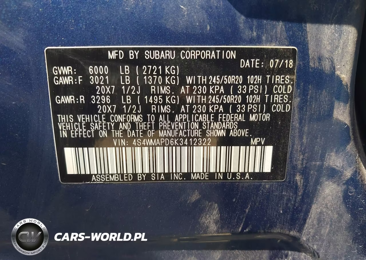 2019 Subaru Ascent Limited VIN:4S4WMAPD6K3412322 - 9