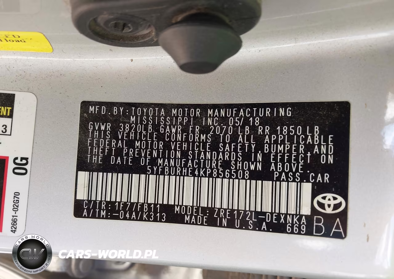 2019 Toyota Corolla Le VIN:5YFBURHE4KP856508 - 9