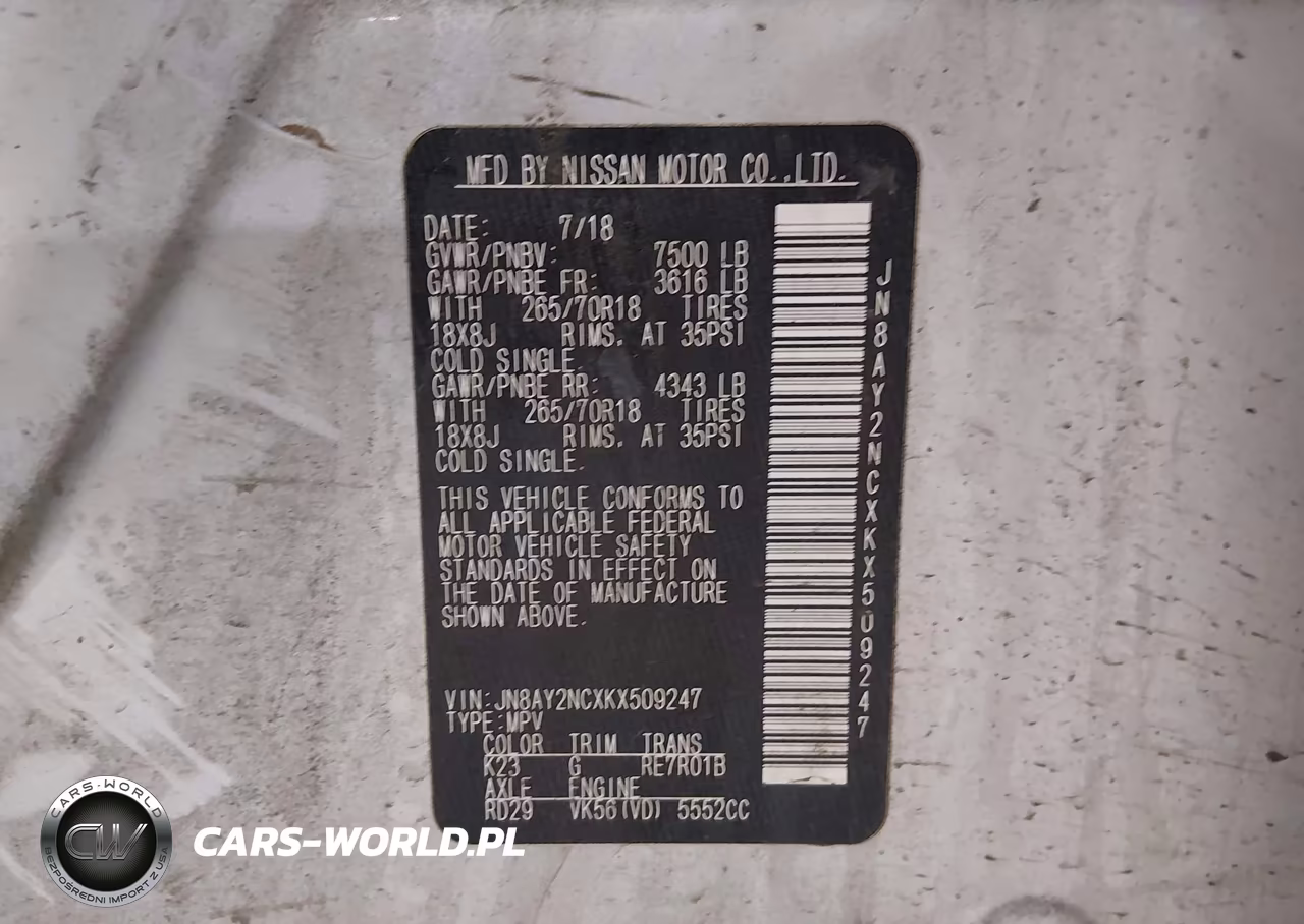 2019 Nissan Armada Sv VIN:JN8AY2NCXKX509247 - 9