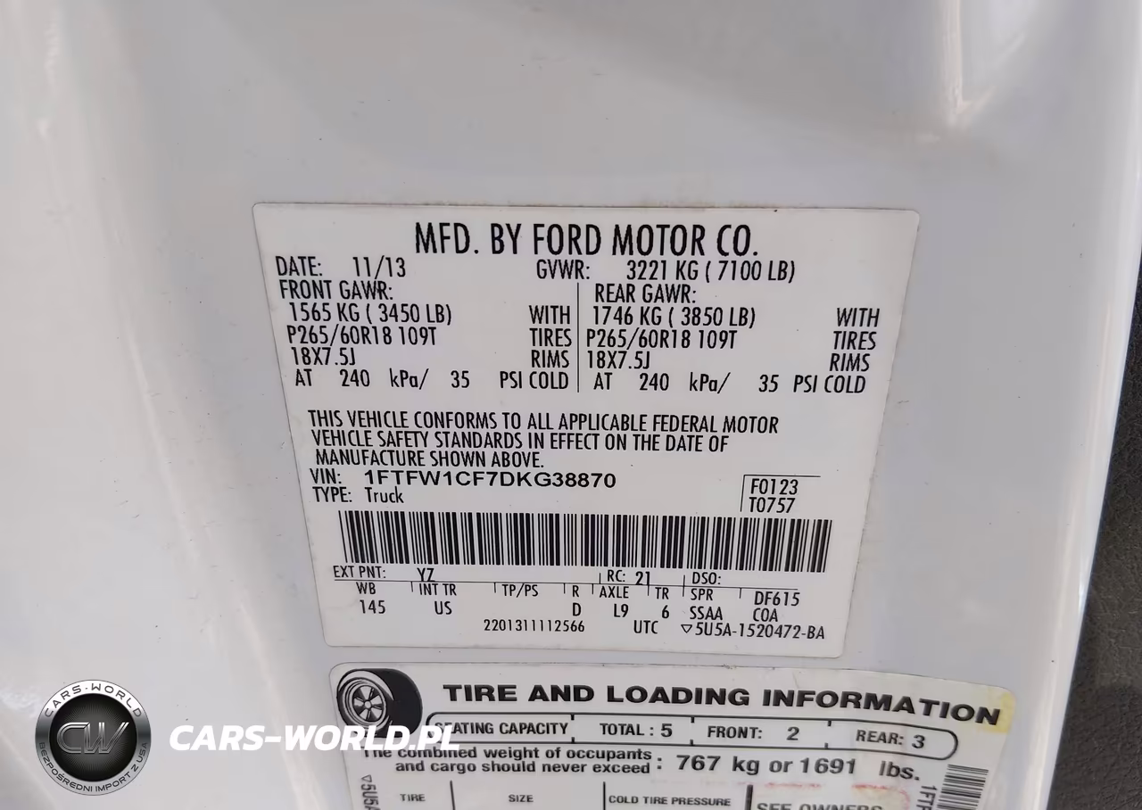 2013 Ford F-150 Xlt VIN:1FTFW1CF7DKG38870 - 9