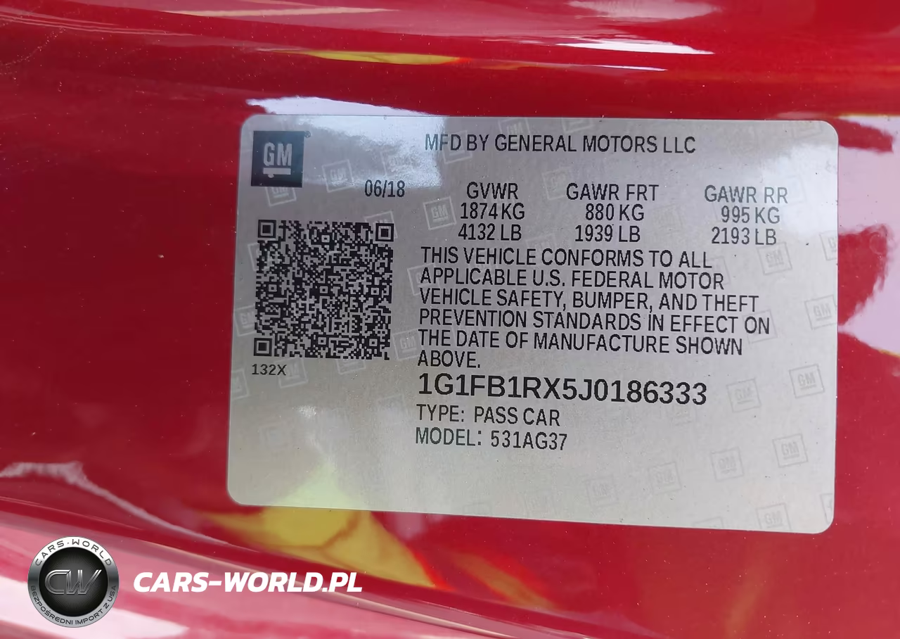2018 Chevrolet Camaro 1Lt VIN:1G1FB1RX5J0186333 - 9