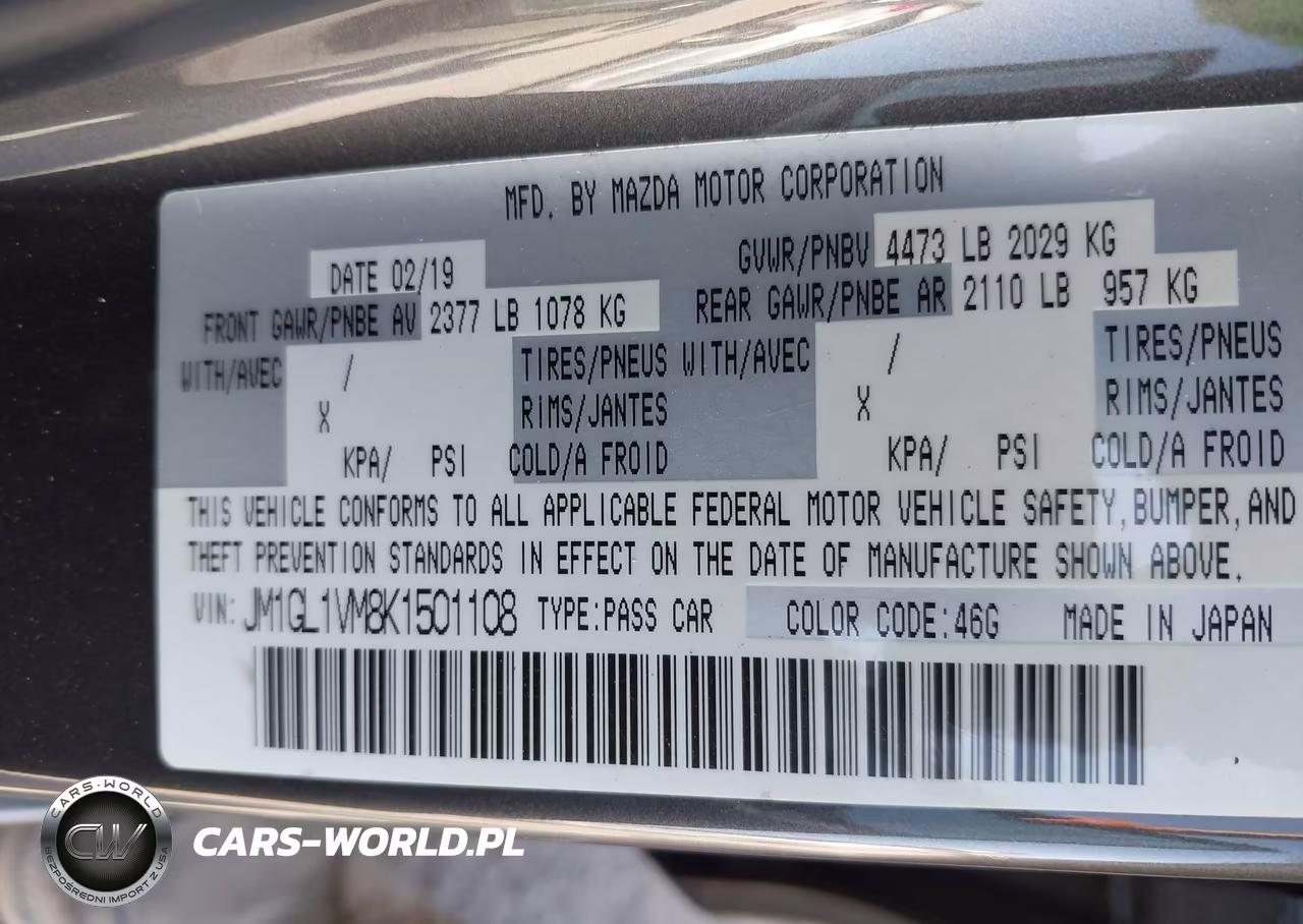 2019 Mazda Mazda6 Touring VIN:JM1GL1VM8K1501108 - 9