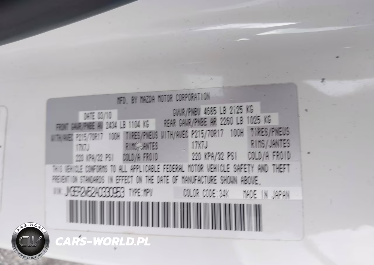 2010 Mazda Cx-7 I Sv VIN:JM3ER2W52A0330953 - 9