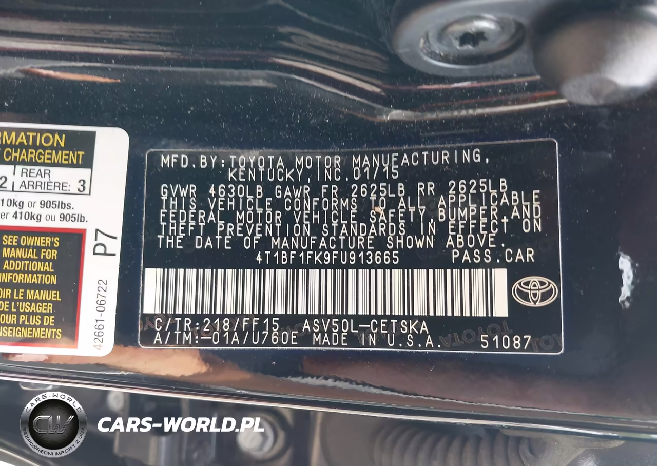 2015 Toyota Camry Se VIN:4T1BF1FK9FU913665 - 9