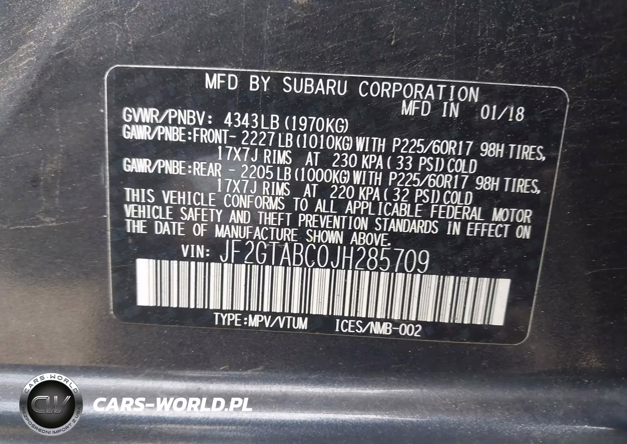 2018 Subaru Crosstrek 2.0I Premium VIN:JF2GTABC0JH285709 - 9