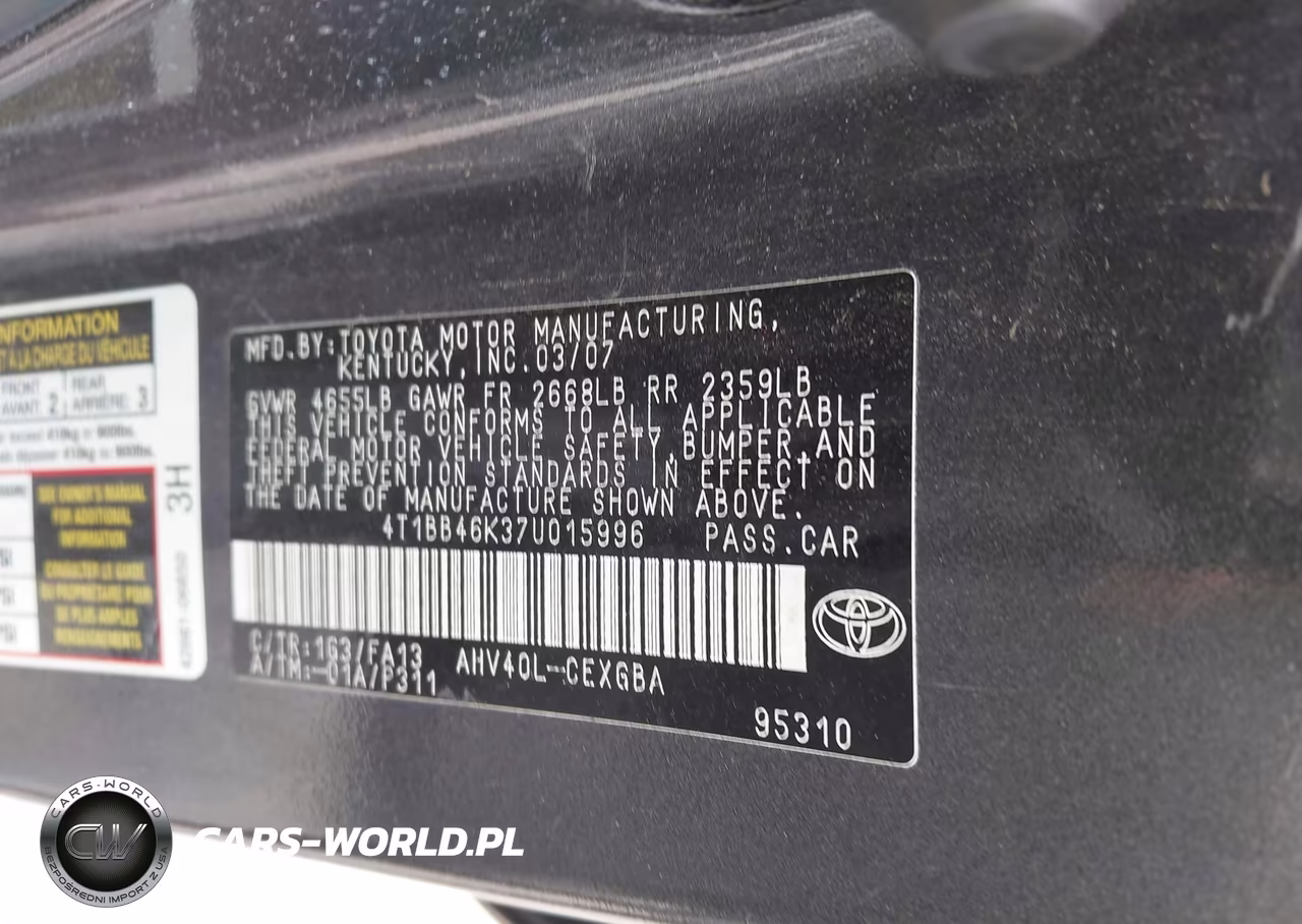 2007 Toyota Camry Hybrid VIN:4T1BB46K37U015996 - 9