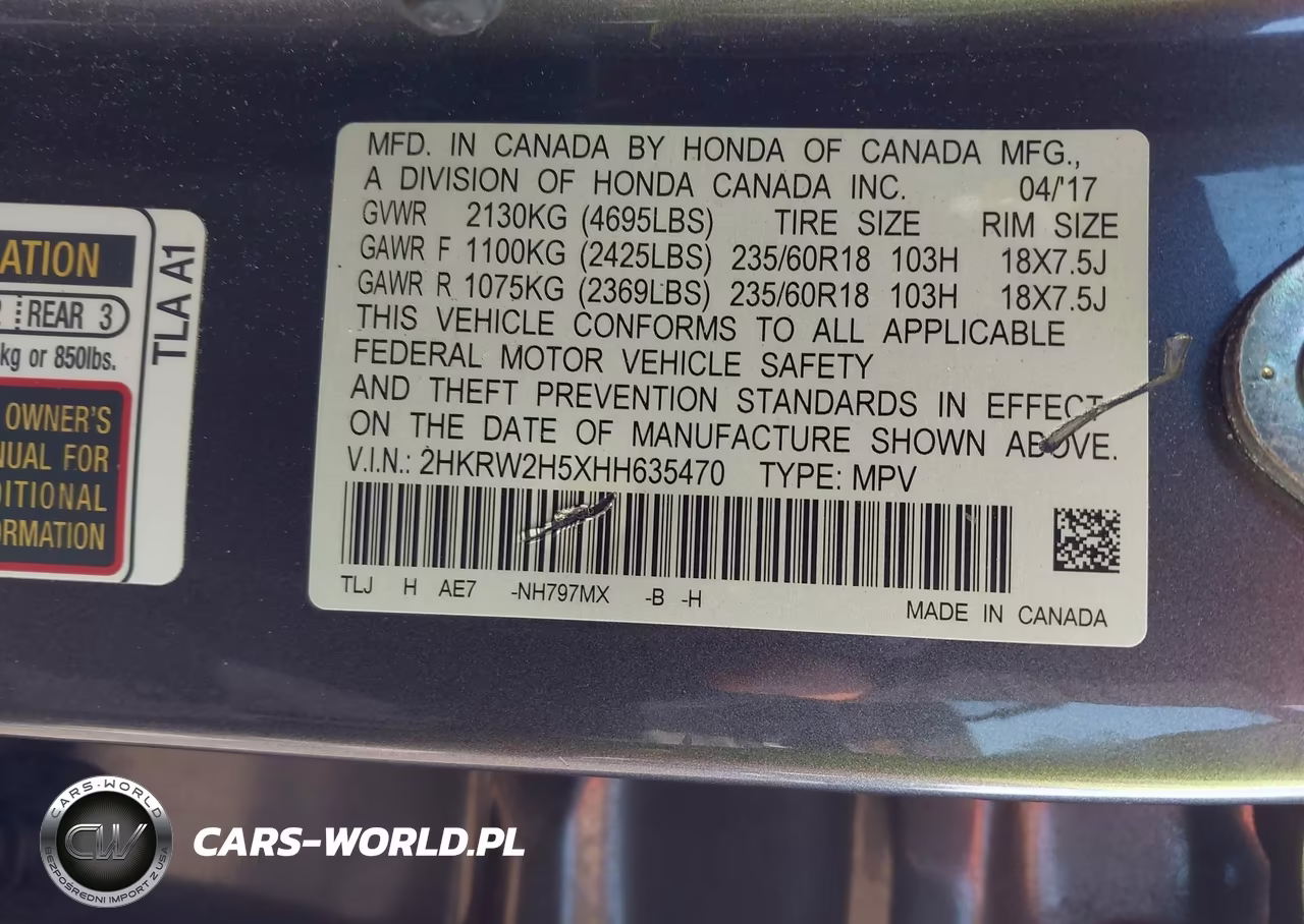 2017 Honda Cr-V Ex VIN:2HKRW2H5XHH635470 - 9