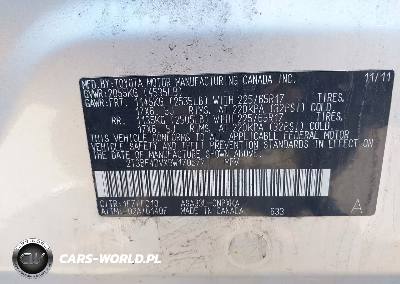 2011 Toyota Rav4 VIN:2T3BF4DVXBW170577 - 9