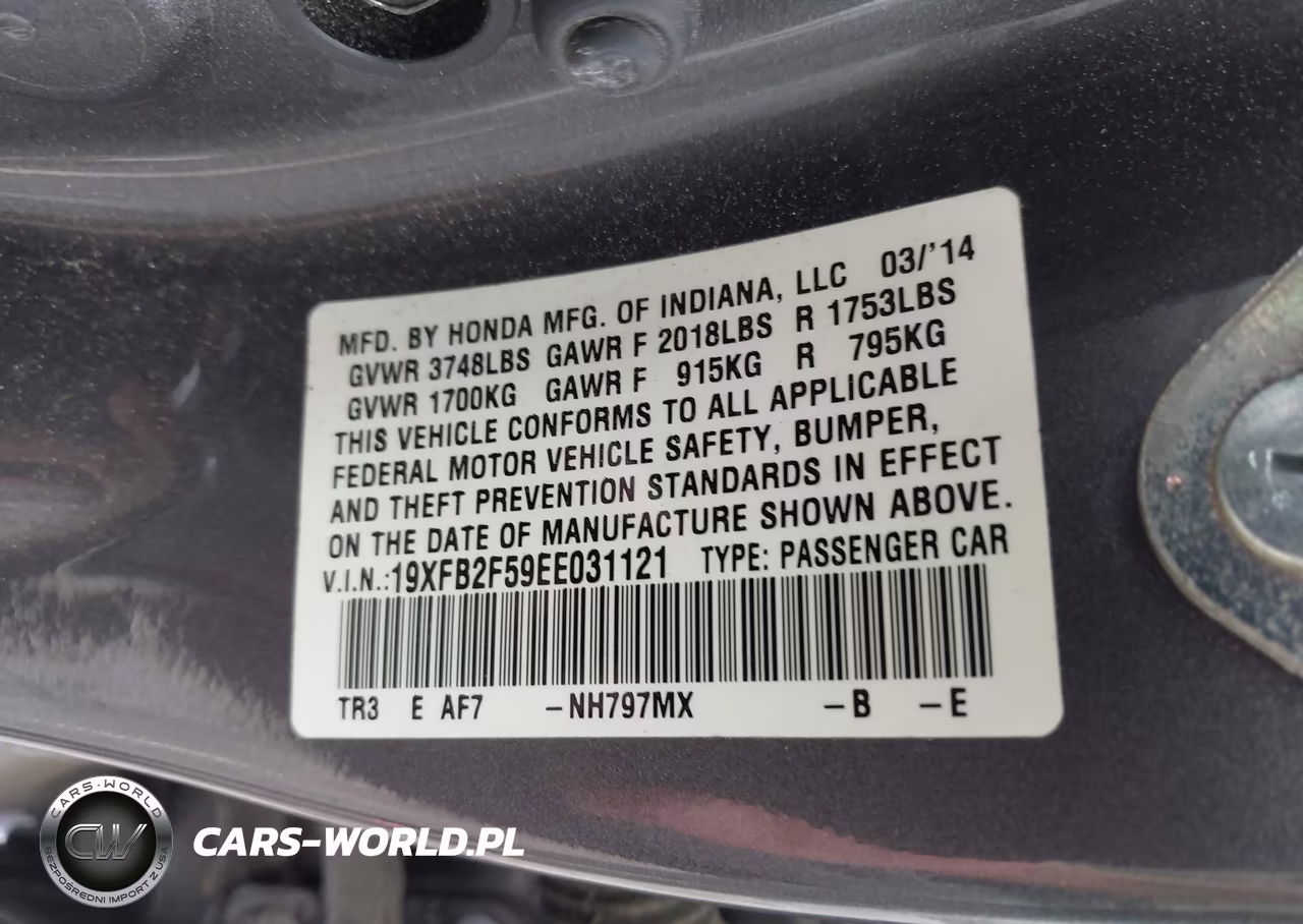 2014 Honda Civic Lx VIN:19XFB2F59EE031121 - 9