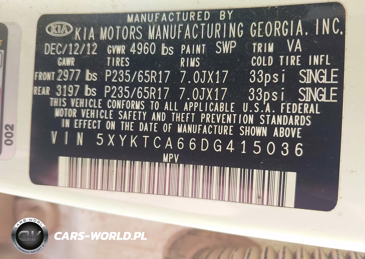 2013 Kia Sorento Lx VIN:5XYKTCA66DG415036 - 9