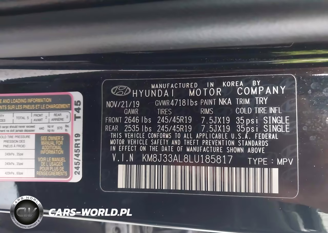 2020 Hyundai Tucson Sport VIN:KM8J33AL8LU185817 - 9