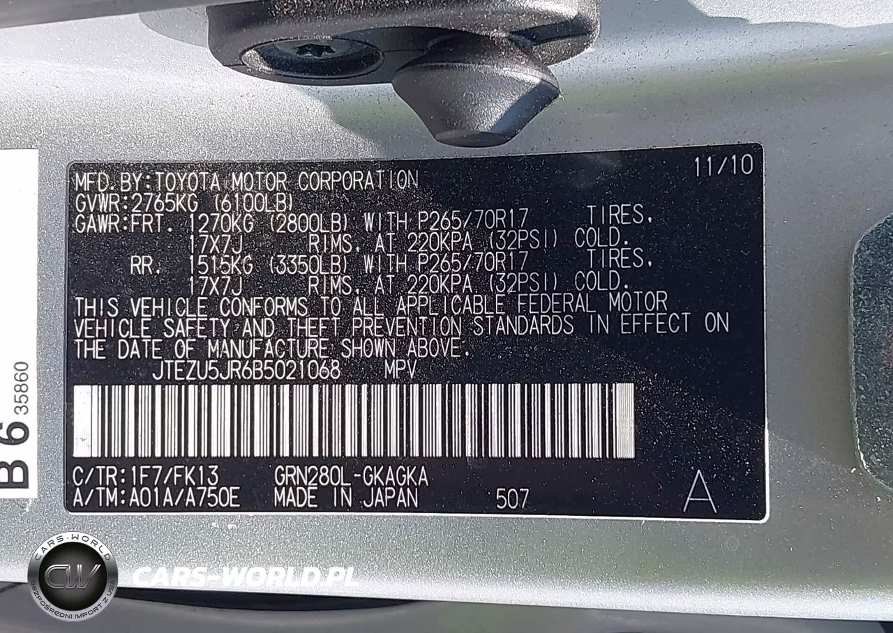2011 Toyota 4Runner Sr5 V6 VIN:JTEZU5JR6B5021068 - 9
