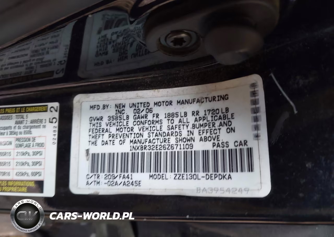 2006 Toyota Corolla Ce VIN:1NXBR32E26Z671109 - 9