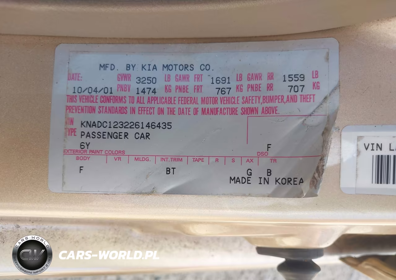 2002 Kia Rio VIN:KNADC123226146435 - 9