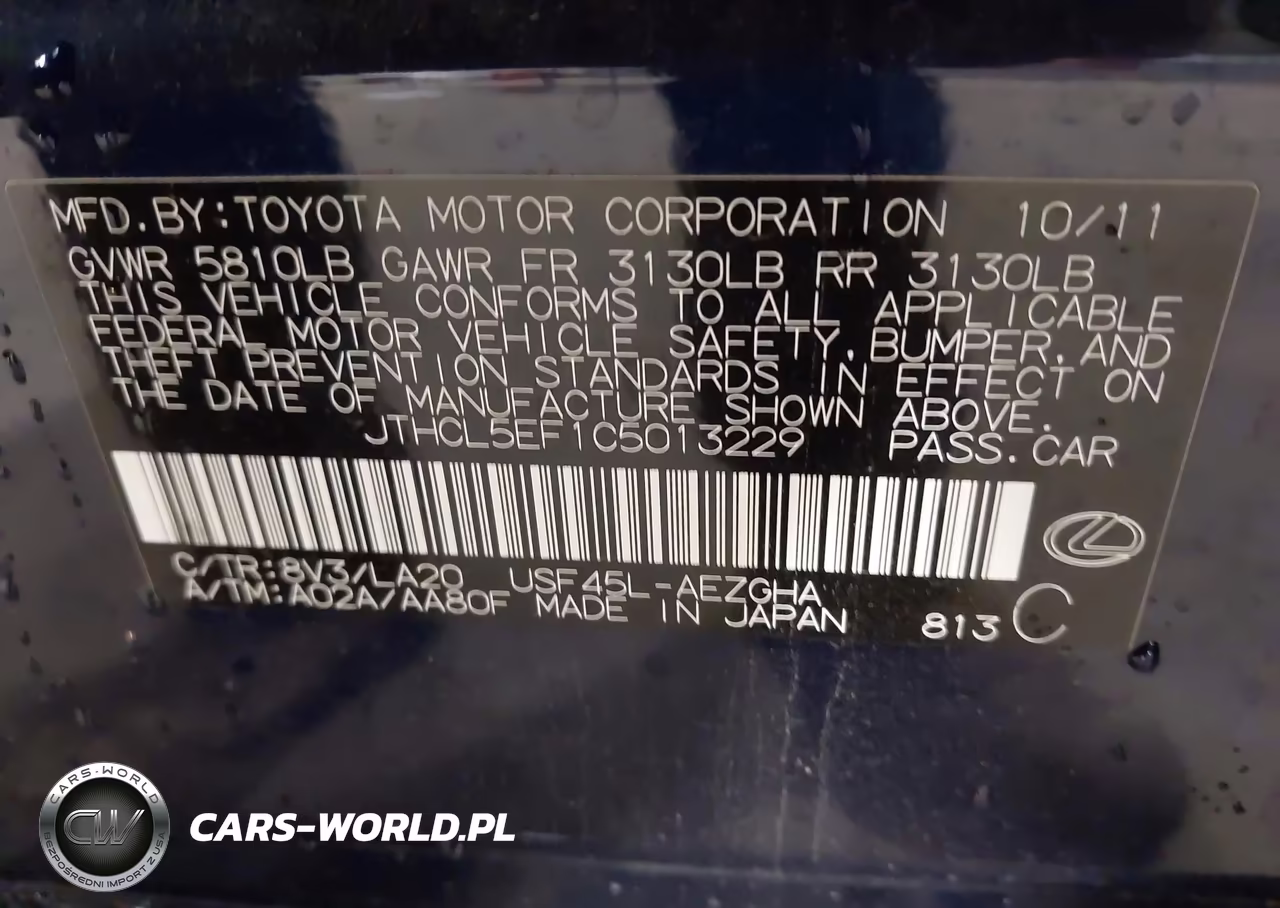 2012 Lexus Ls 460 VIN:JTHCL5EF1C5013229 - 9