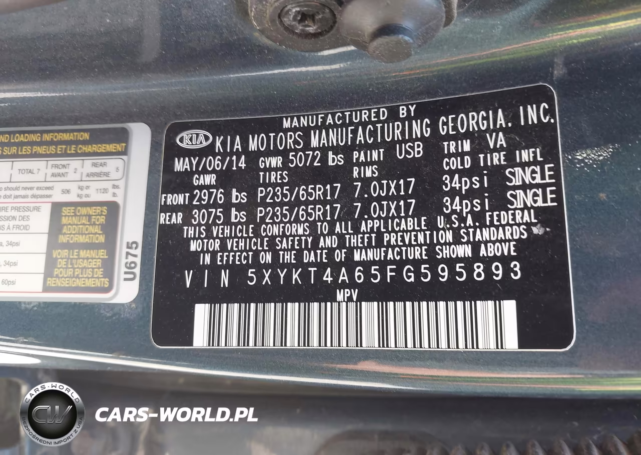 2015 Kia Sorento Lx VIN:5XYKT4A65FG595893 - 9