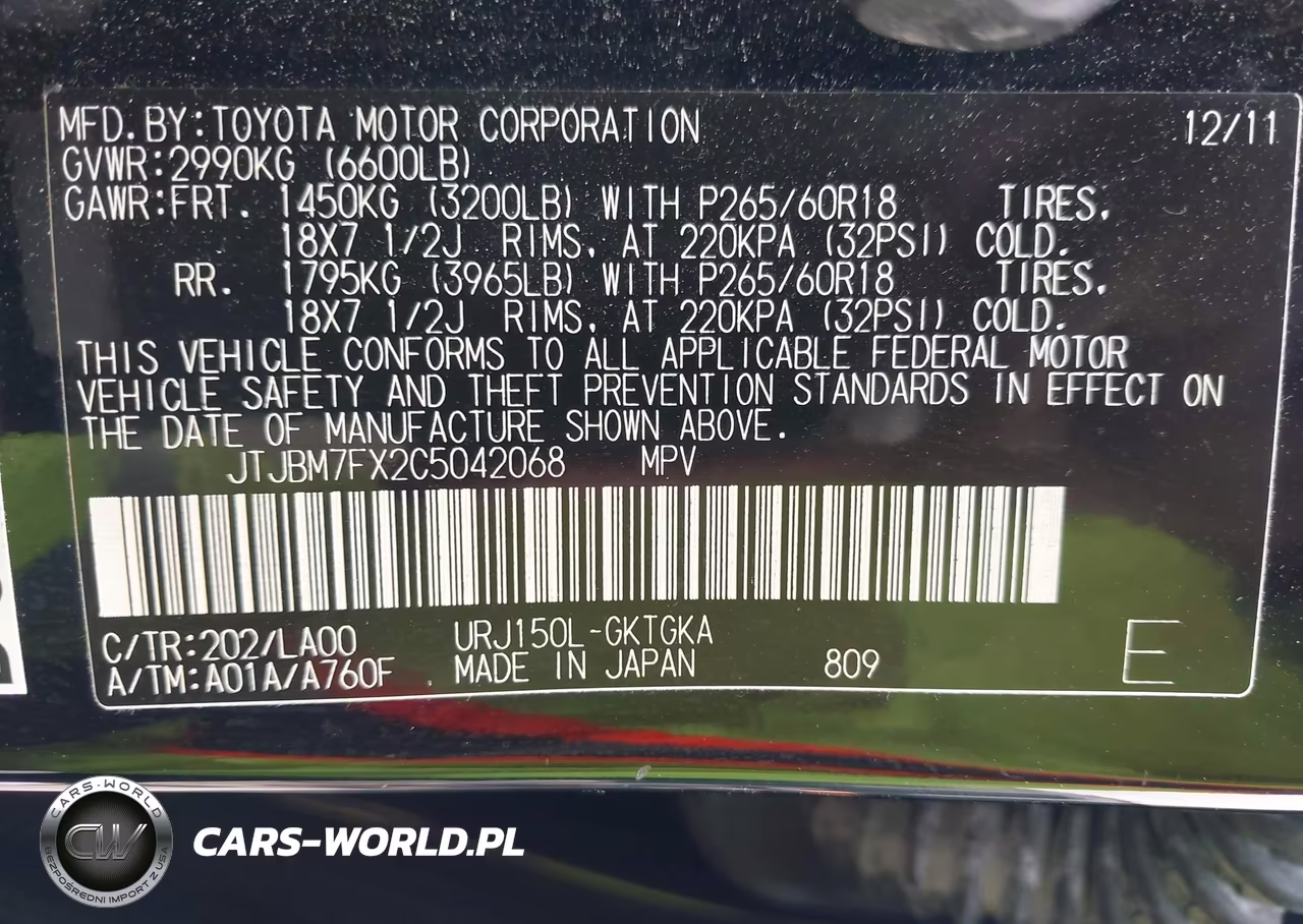 2012 Lexus Gx 460 VIN:JTJBM7FX2C5042068 - 9