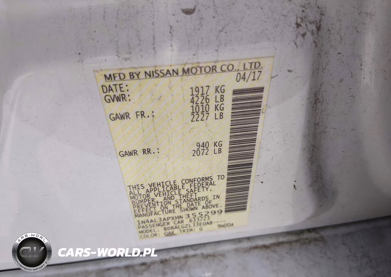 2017 Nissan Altima 2.5 S VIN:1N4AL3APXHN355299 - 9