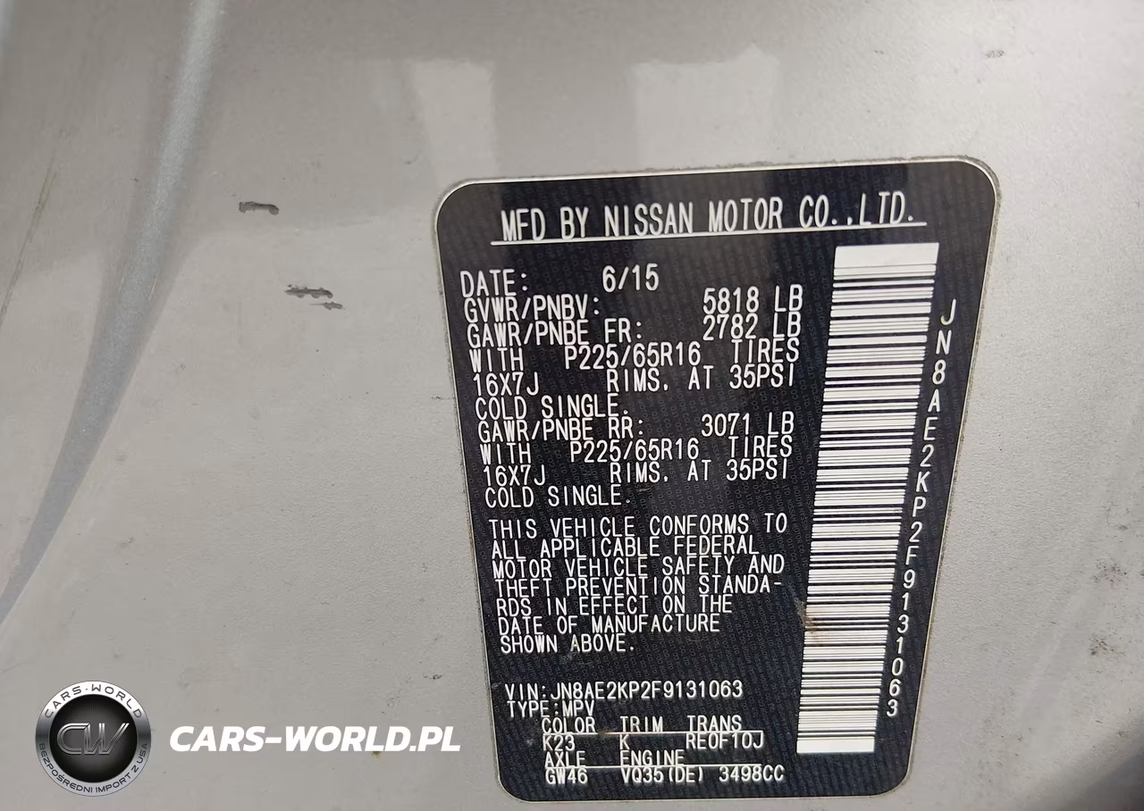 2015 Nissan Quest Sv VIN:JN8AE2KP2F9131063 - 9