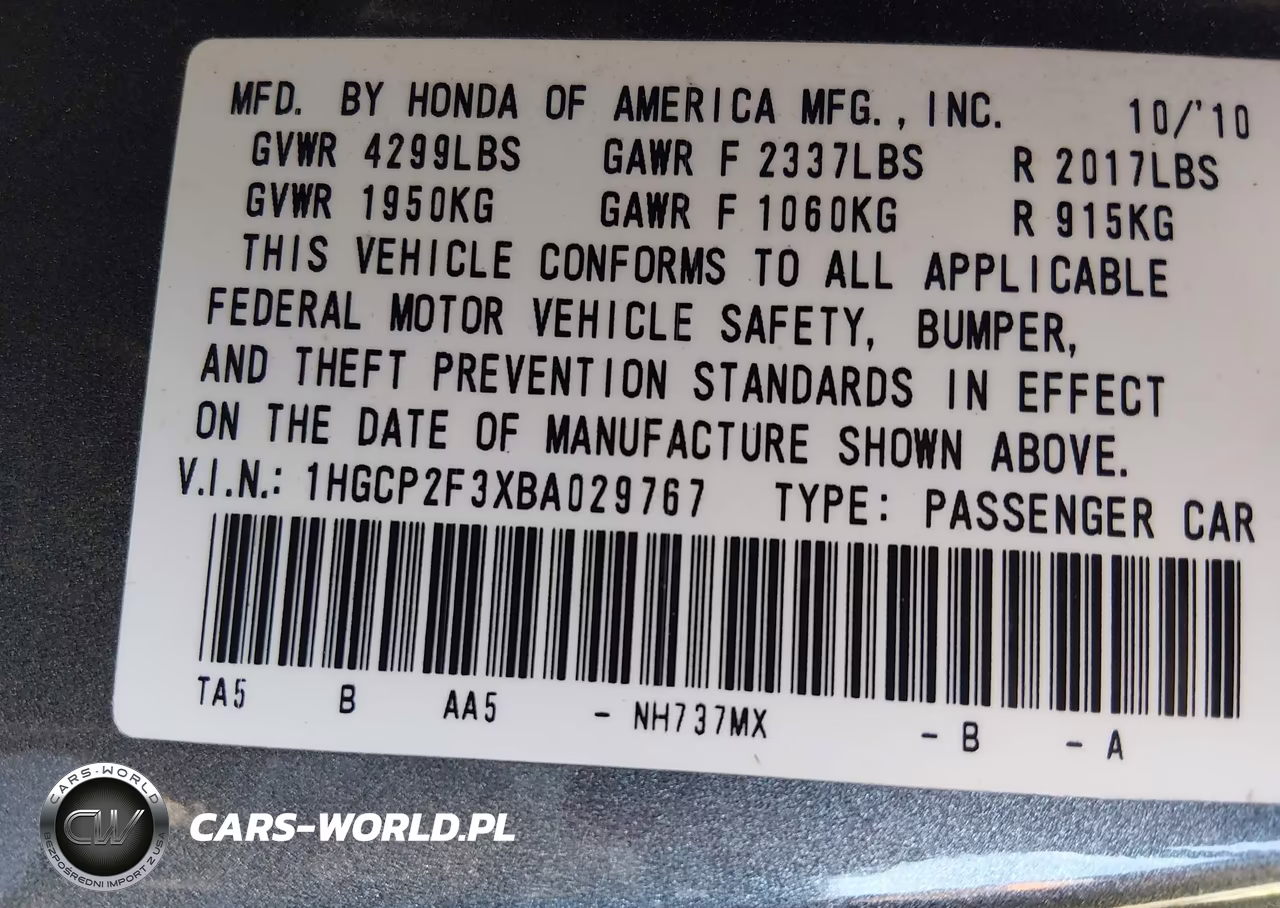 2011 Honda Accord 2.4 Lx VIN:1HGCP2F3XBA029767 - 9