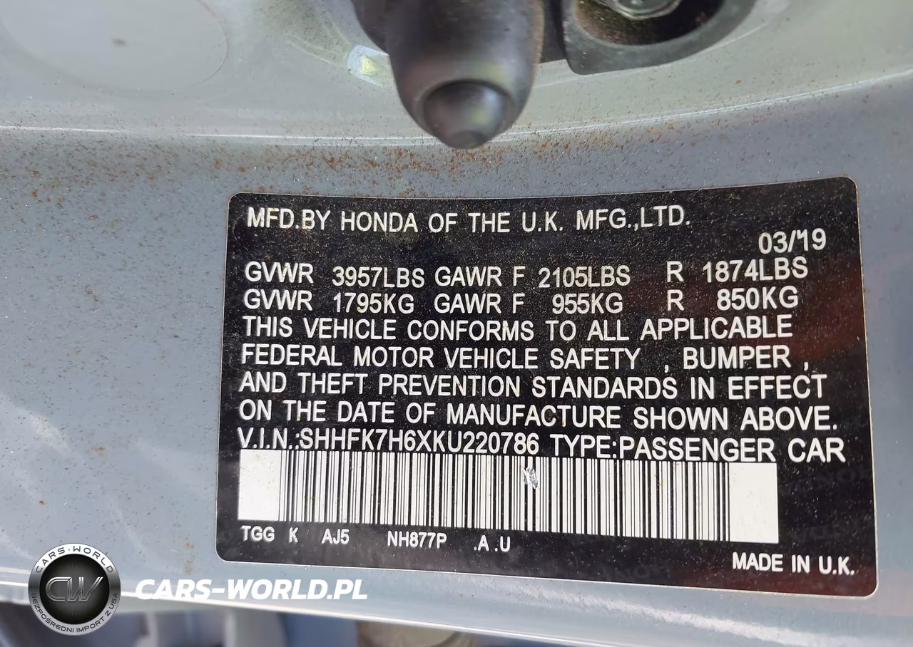 2019 Honda Civic Ex VIN:SHHFK7H6XKU220786 - 9