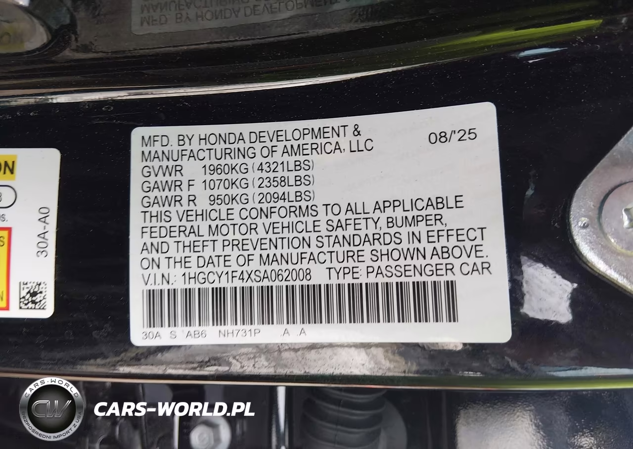 2025 Honda Accord Se VIN:1HGCY1F4XSA062008 - 9